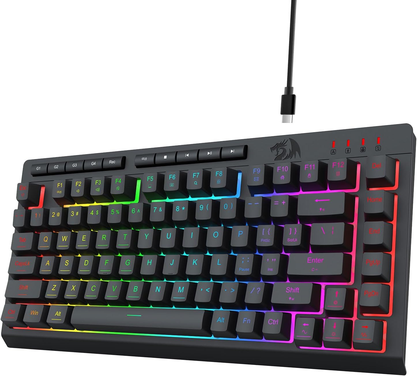 Ko te Black K524 Te RGB RGB Backlit, 75% Papapātuhi